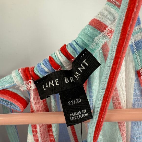 Lane Bryant Tank Top Size 22/24 NWT Halter Toe Multicolor Stripe Plus Curvy - Picture 3 of 13